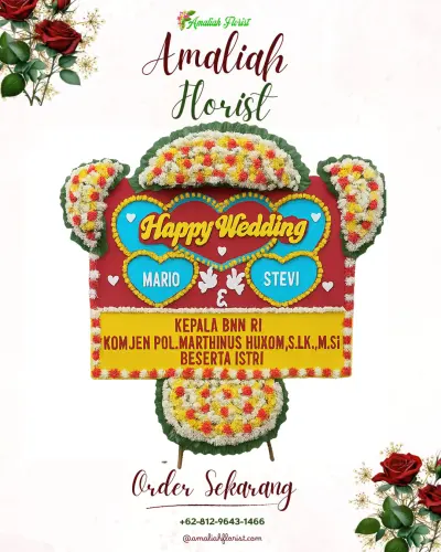 Karangan Papan Bunga Pernikahan di Keliki